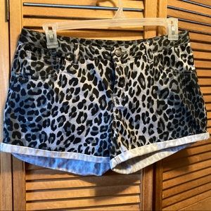 Decoded Grey & Black Animal Print Jean Shorts